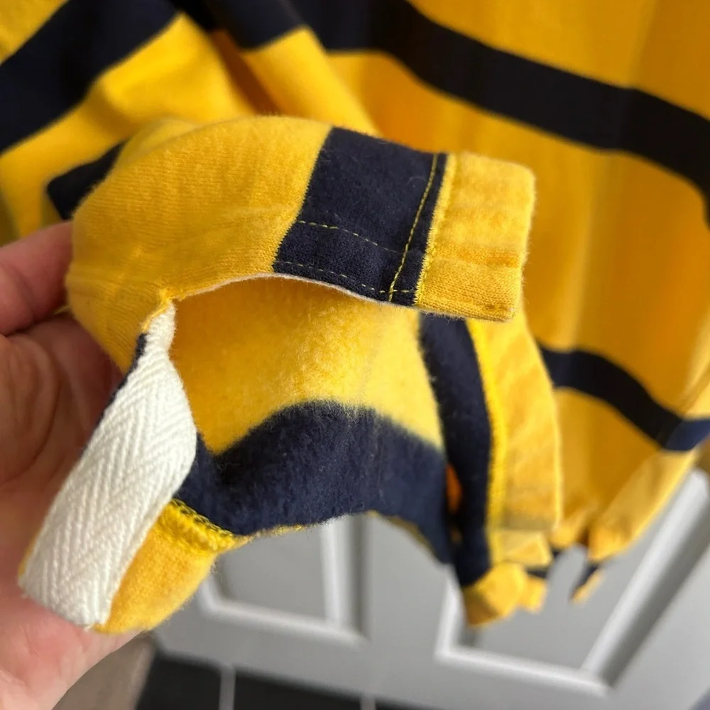 Like new Polo Ralph Lauren Yellow and Navy Striped Rugby Shirt size Large - Picture 5 of 9
